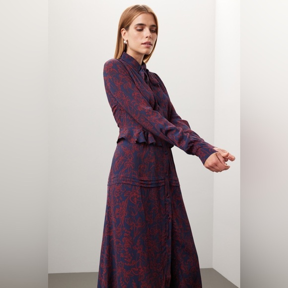 Jason Wu Collective Navy Red Maxi Dress Size 10 - Picture 2 of 13